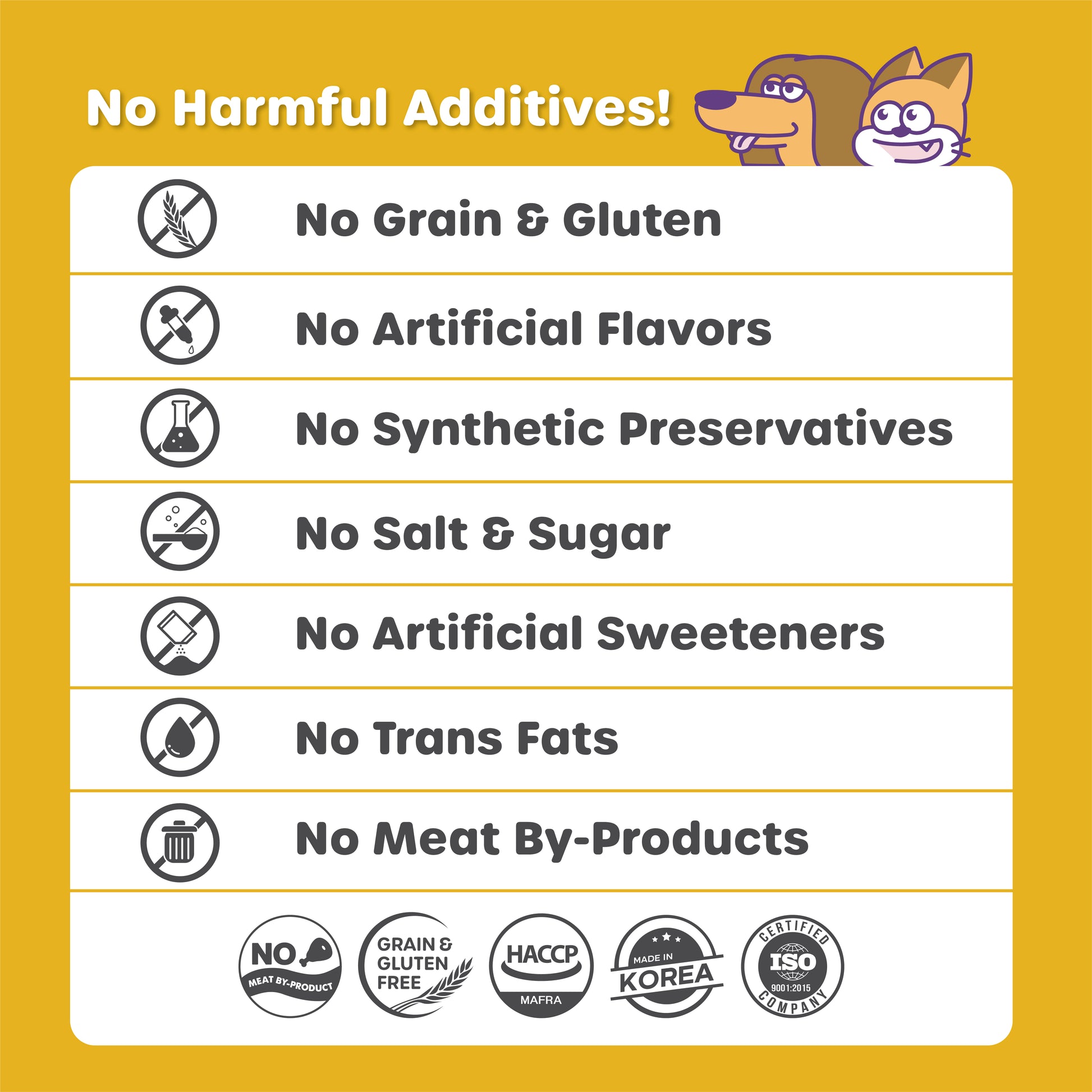 Product label with health benefits on a yellow background