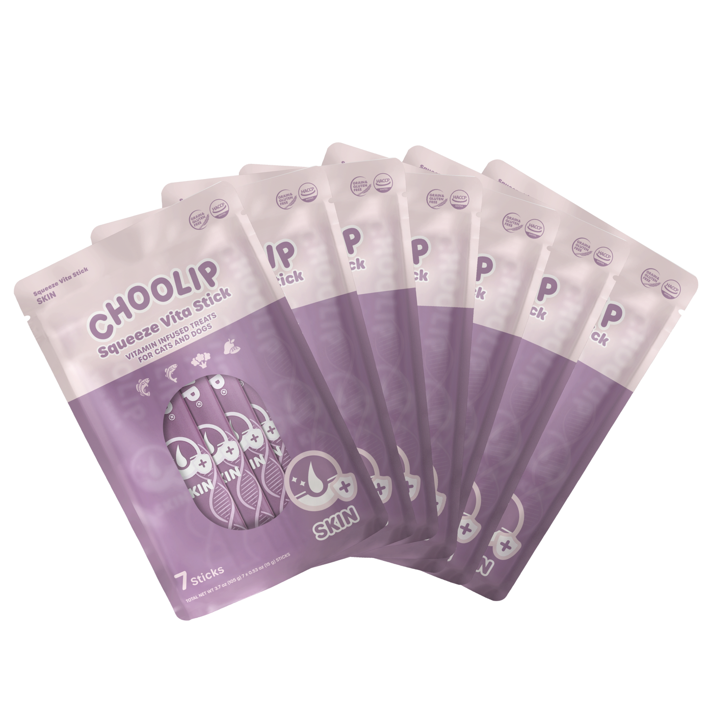 Multiple packs of Choolip Squeeze Vita Stick on a white background