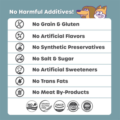 List of product attributes with icons and text on a blue background